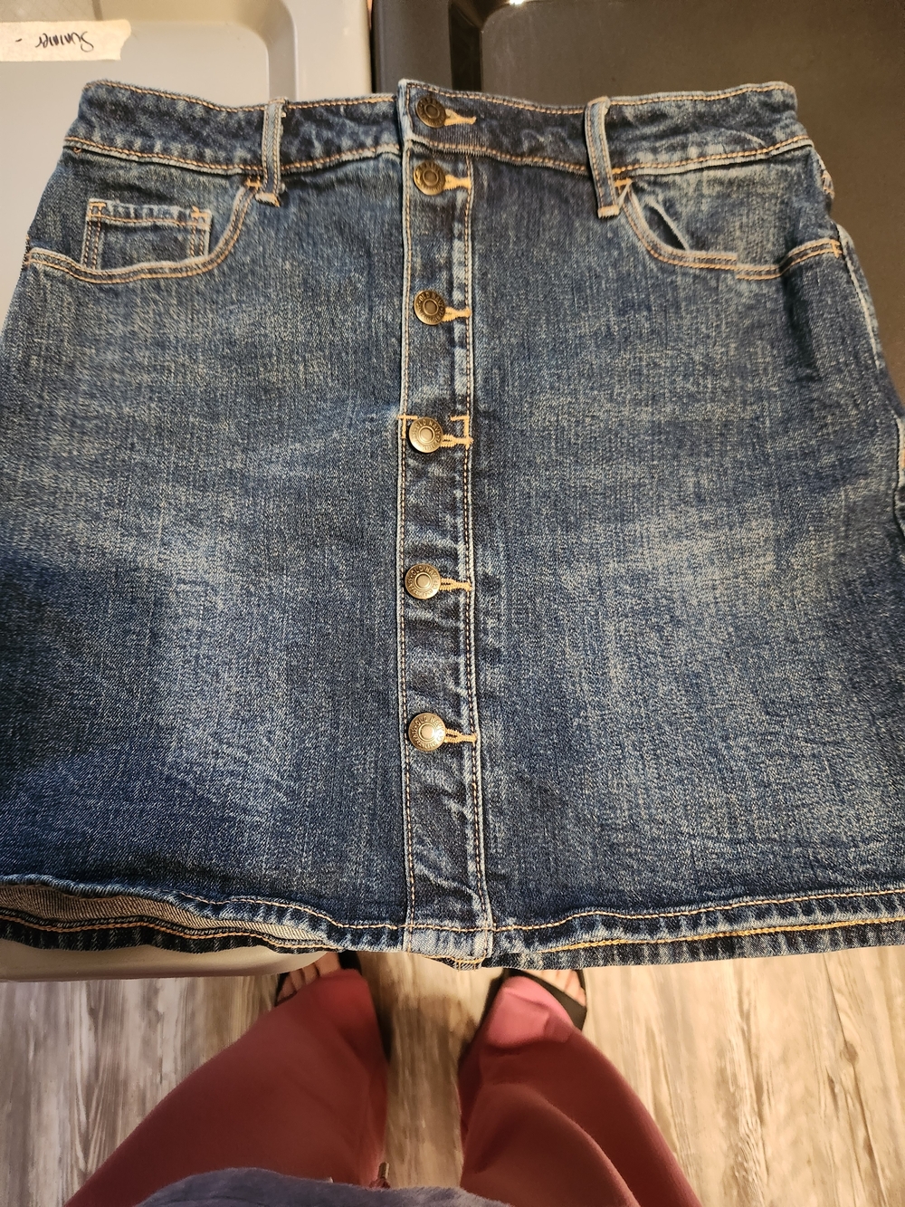 Old Navy Button-Front Denim Midi Skirt in Blue